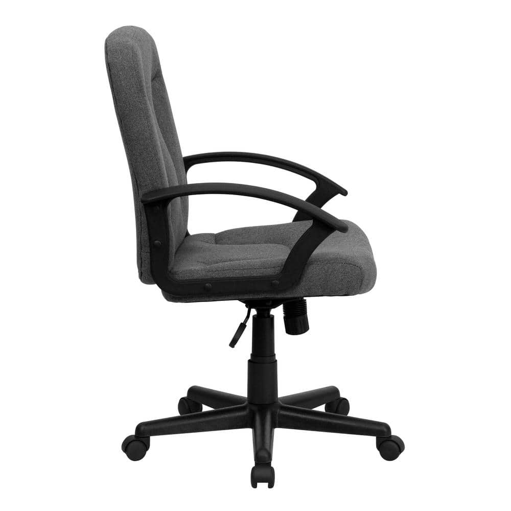 ErgoExec Mid-Back Gray Fabric Swivel Executive Chair with Nylon Arms