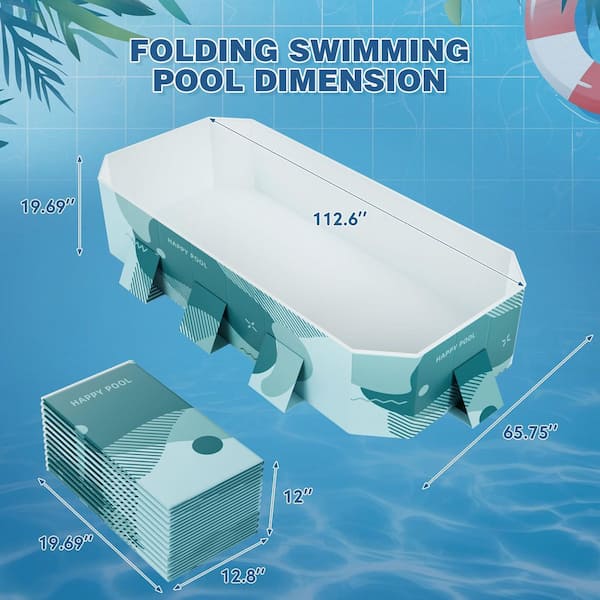 Tozey Foldable 112 in. x 66 in. Rectangular Frame Pool, Portable