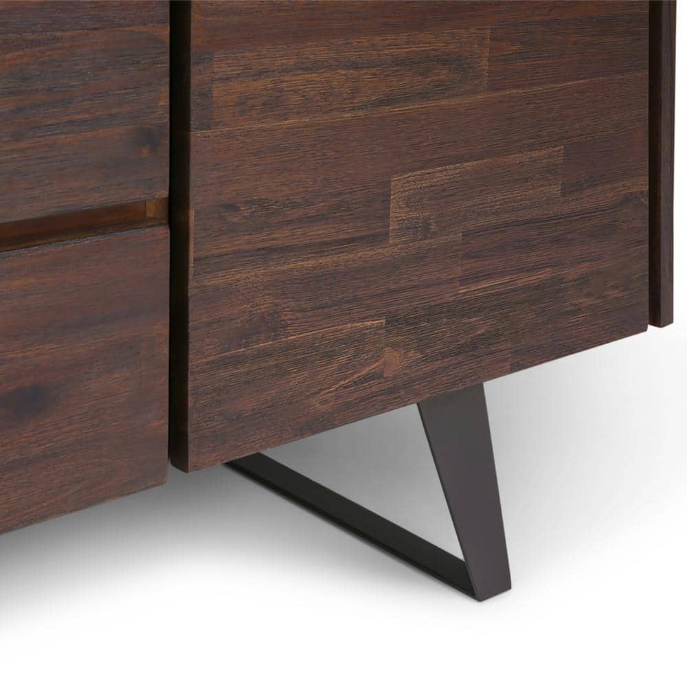 Lowry Distressed Charcoal Brown Solid Acacia & Metal Sideboard Buffet