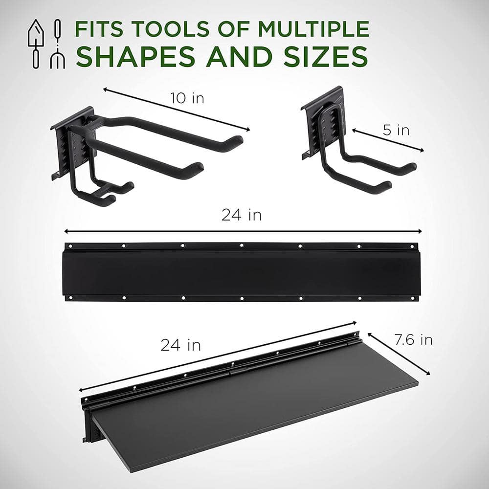 RaxGo Wall-Mounted Tool Racks with Storage Shelves and Hooks