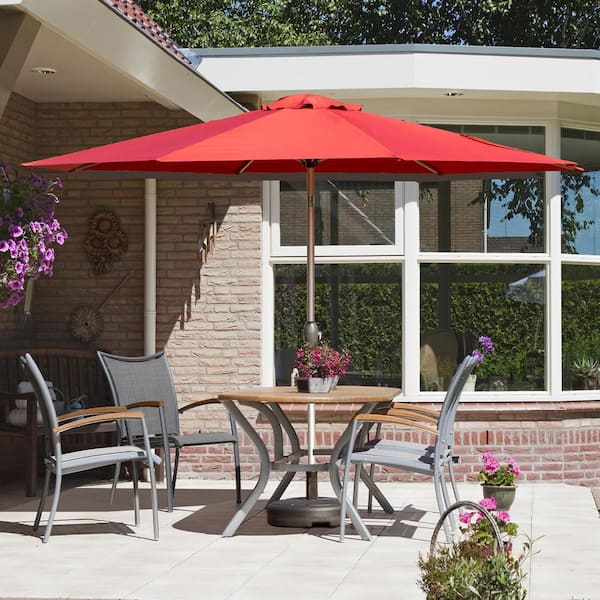 Otryad 9 ft. Aluminium Patio Market Umbrella, Outdoor Waterproof Table Umbrella with Push Button Tilt and Crank in Brick Red