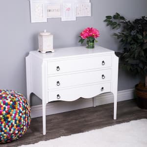 Wilshire White 30 in. H x 34 in. W Accent Storage Cabinet, Chest of Drawers with 3 Drawers