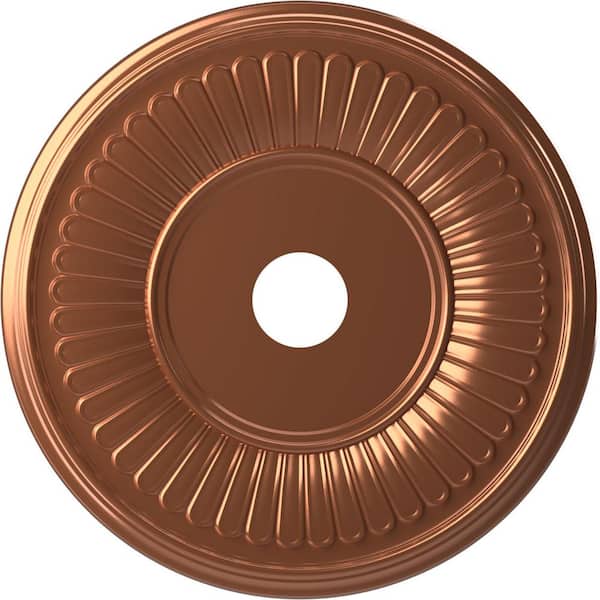 Ekena Millwork 1 in. x 22 in. O.D. x 3-1/2 in. P PVC Ceiling Medallion Fits Canopies Upto 10-1/8 in. Bright Coat Copper