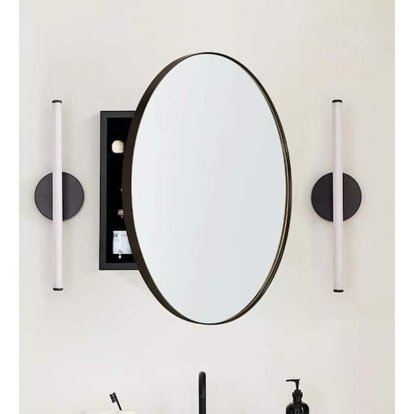 Myriel 24 in. W x 24 in. H Surface Mount Round Metal Framed Bathroom Medicine Cabinet with Mirror in Oil Rubbed Bronze