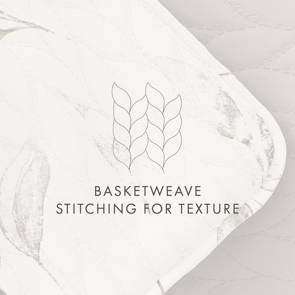 Latte Twin Down Alternative Reversible Microfiber Quilt Set with Watercolor Leaves
