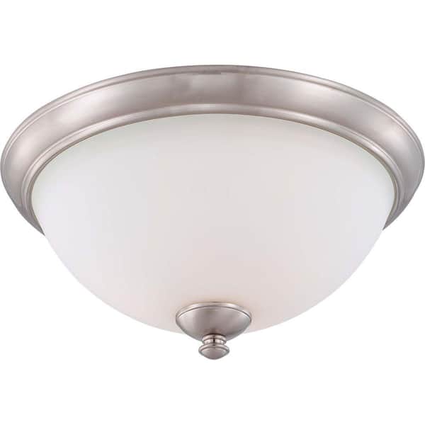 SATCO 3-Light Flush Mount Brushed Nickel Fixture with Frosted Glass Shade