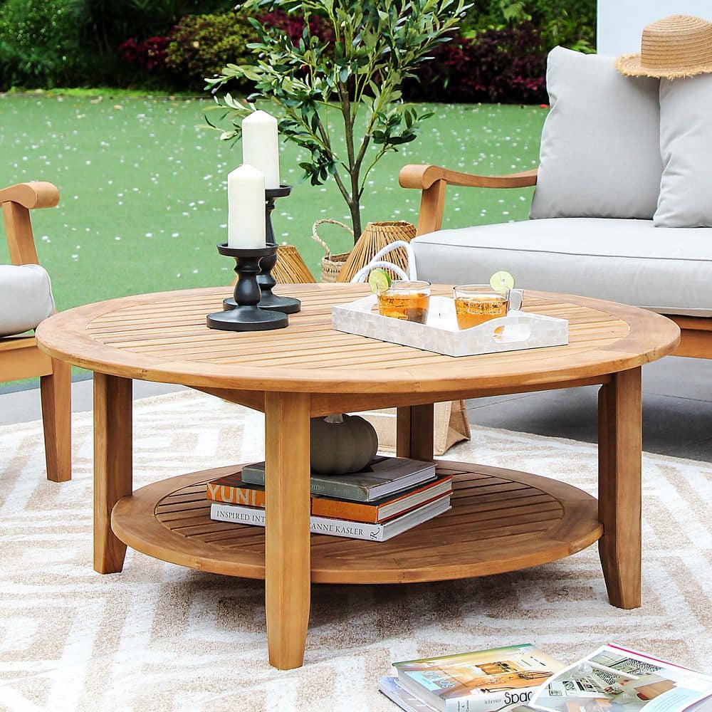 Cambridge Casual Gilmore Natural Teak Round Wood Outdoor Coffee