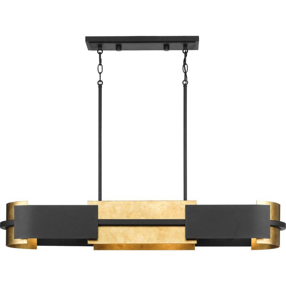 Lowery Black and Gold 4-Light Linear Chandelier