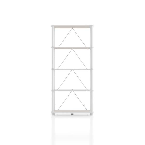 Quincy 58.2 in. Tall Greige Engineered Wood Wide 5-Shelf Modular Bookcase With Support Rods
