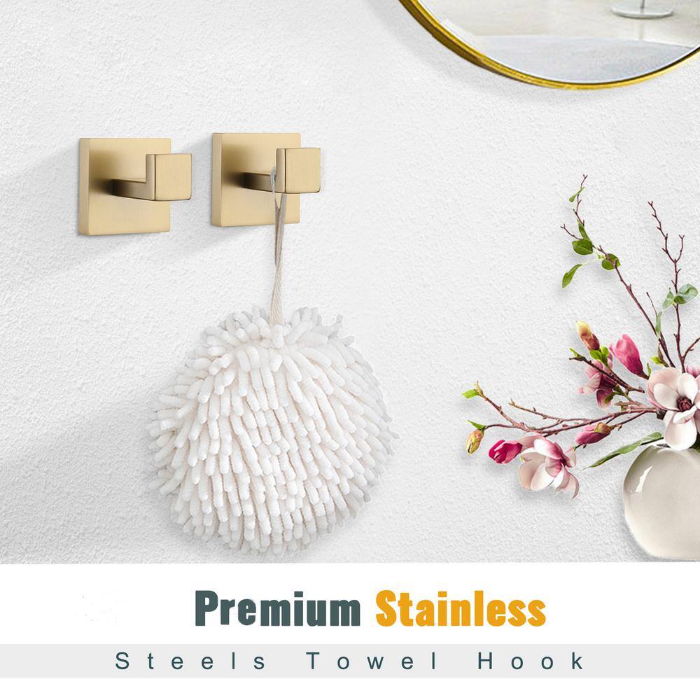 Brushed Gold Stainless Steel Wall Mounted J-Hook Set