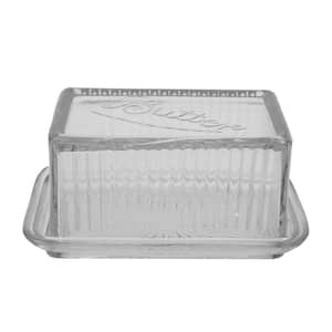 15 oz. Clear Pressed Glass Butter Dish with Lid (Set of 2)