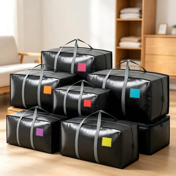 93L Waterproof Foldable Storage Totes, Full-Open Side Zipper, Reinforced Handles, Reusable Grocery Bag, (Set of 6), Gray