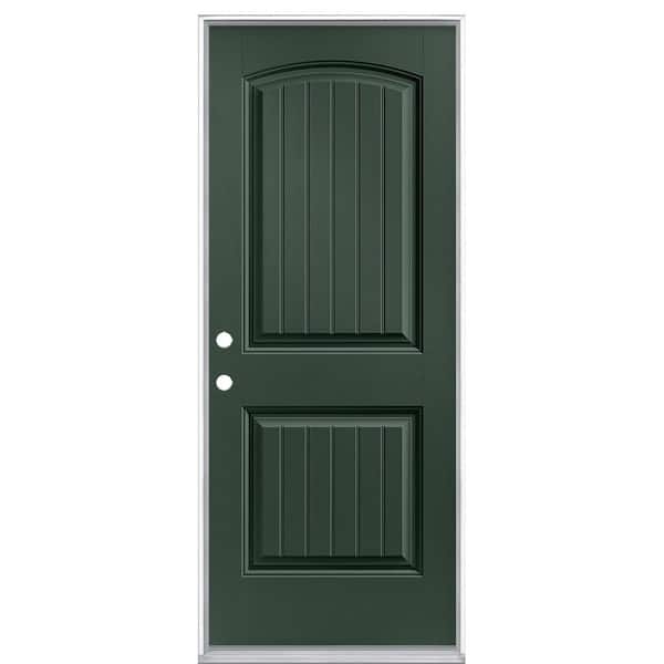 Masonite 32 in. x 80 in. Cheyenne 2-Panel Right-Hand Inswing Painted Smooth Fiberglass Prehung Front Exterior Door No Brickmold