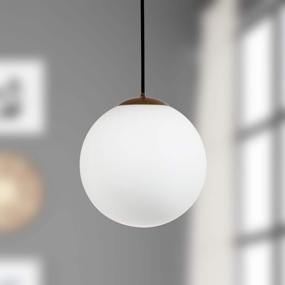 Nelda 11.5" Gold Globe Pendant Light with White Glass Shade