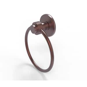Mercury Collection Towel Ring with Groovy Accent in Antique Copper