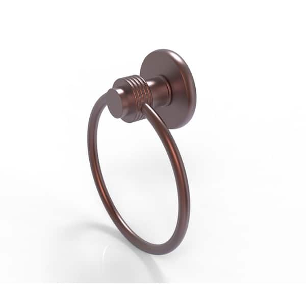 Allied Brass Mercury Collection Towel Ring with Groovy Accent in Antique Copper
