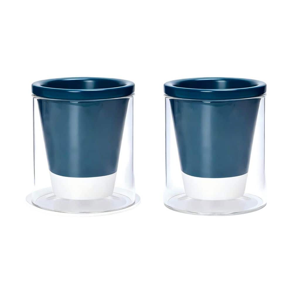 2-Pack 4 in. Design Self Watering Pot for Indoor Plants, Terracotta Planter with Cylinder Glass Cup, Blue price history on PriceWatchPro