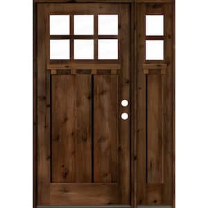46 in. x 80 in. Craftsman Alder 2- Panel Left-Hand/Inswing 6-Lite Clear Glass Provincial Stain Wood Prehung Front Door