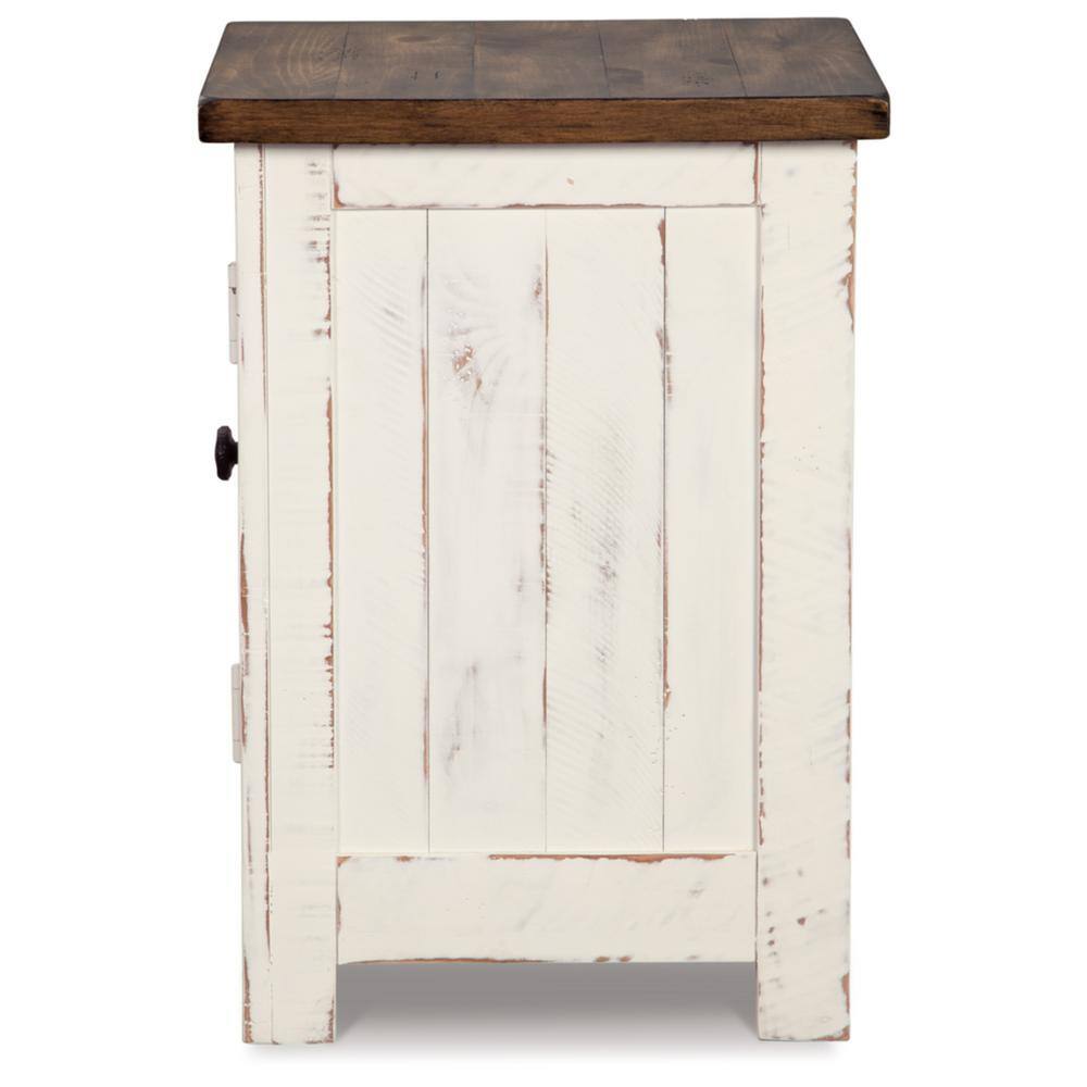 Modern Farmhouse Two-Tone Chairside Table with Storage