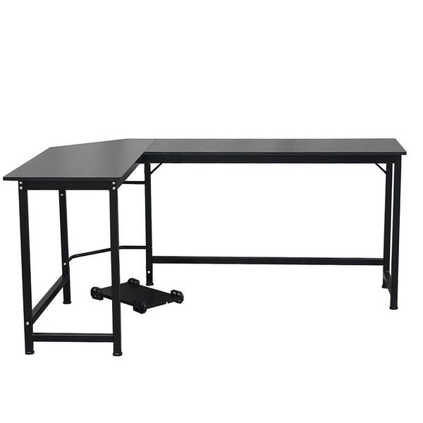 Karl home 66 in. L-Shaped Desktop Computer Desk Black