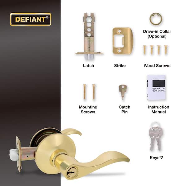Defiant Naples Polished Brass Keyed Entry Door Handle 32LYE700B