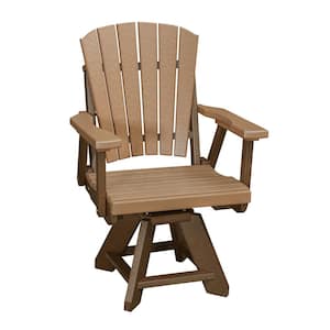 Adirondack Series Tudor Brown Frame Swivel High Density Resin Outdoor Dining Chair in Cedar Seat (Set of 1)