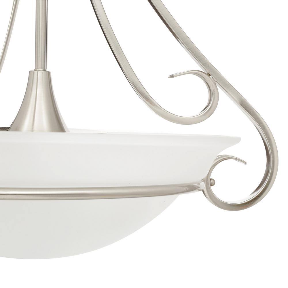 Torino Brushed Nickel 3-Light Inverted Pendant with Etched Glass Bowl