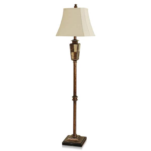 StyleCraft 66.5 in. Resin, Steel, Linen Table Lamp for Living Room with Beige Linen Shade