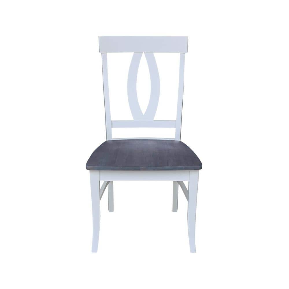 Heather Gray and White Solid Parawood High Side Chair