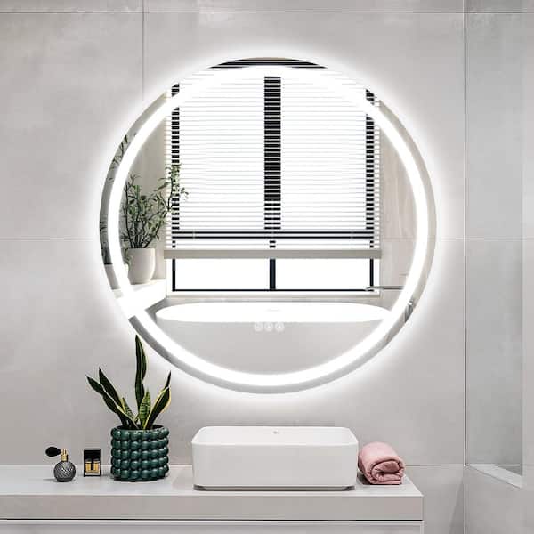 36 in. W x 36 in. H Round Frameless Anti-Fog Dimmable 3CCT LED Light Modern Wall Bathroom Vanity Mirror