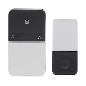 White and Black Wireless Lighted Plug-In Doorbell Kit with Kinetic Doorbell Button