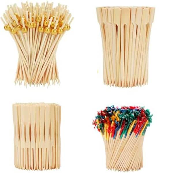 Lynzavix 800PCS Decorative Bamboo Cocktail Picks Natural Wood