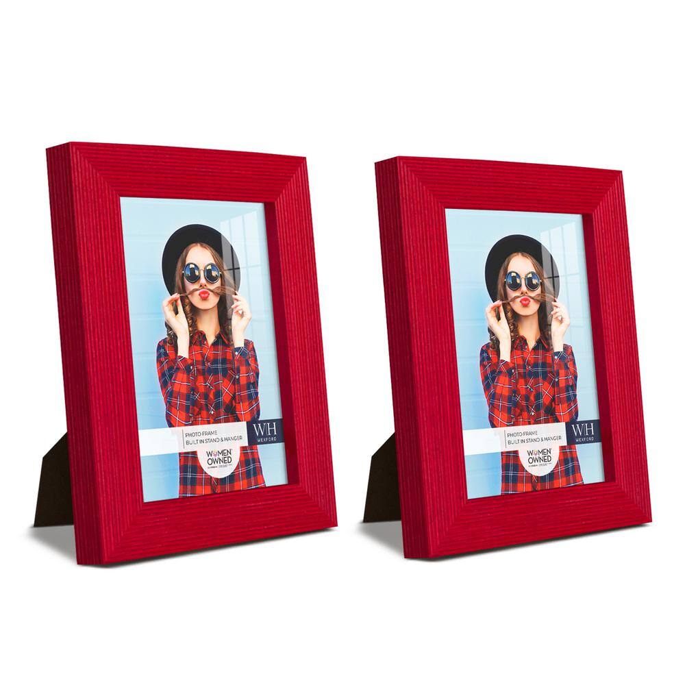 Wexford Home Grooved 3.5 in. x 5 in. Red Picture Frame (Set of 2