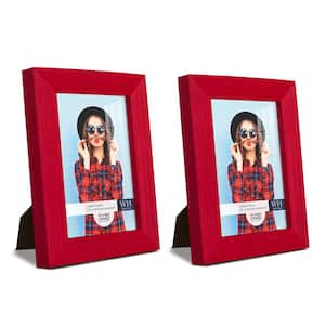 Grooved 3.5 in. x 5 in. Red Picture Frame (Set of 2)