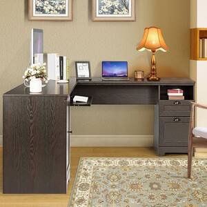 21 in. L-Shaped Brown Corner Computer Desk Writing Table