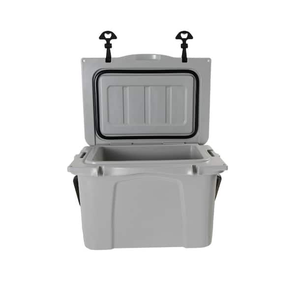 25QT Grey Insulated Hard Cooler, 5-Day Ice Retention for Camping