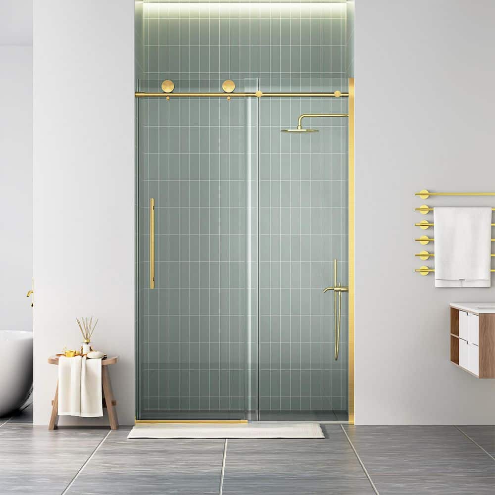 Yingze 48 in. W x 75 in. H Sliding Frameless Shower Door in