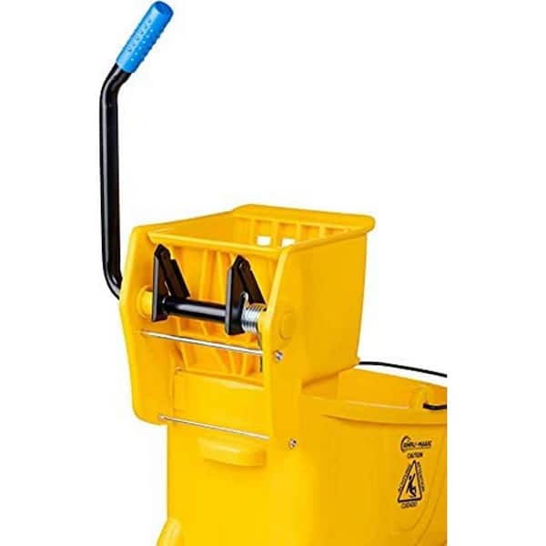 HOMCOM 9.5 Gallon (38 Quart) Mop Bucket with Wringer Cleaning Cart, 4  Moving Wheels, 2 Separate Buckets, & Mop-Handle Holder, Gray