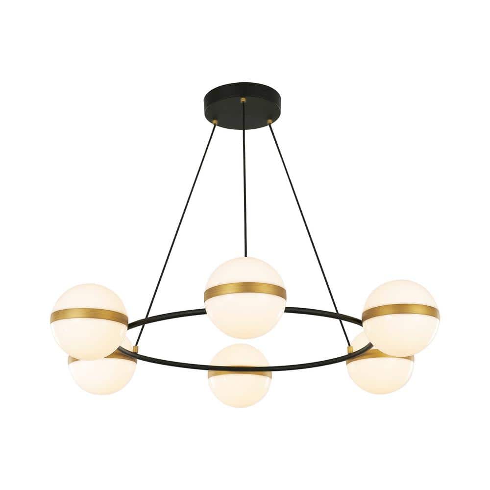 Matte Black and Brushed Gold 36" LED Chandelier