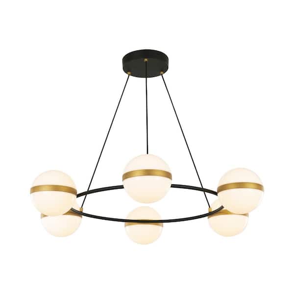 Tagliato 36 in. 6-Light 60-Watt Matte Black/Brushed Gold Integrated LED Chandelier