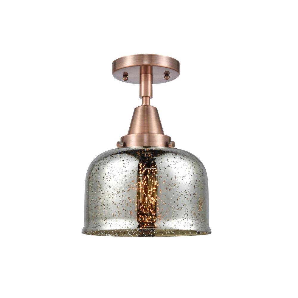 Bell 8 in. 1-Light Antique Copper Traditional Flush Mount with Decorative Glass Shade price history on PriceWatchPro
