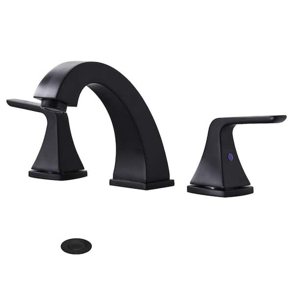 PROOX 8 in. Widespread 2-Handle Bathroom Faucet with Pop-Up Assembly in Matte Black