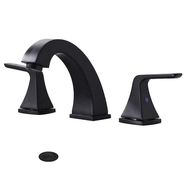 YASINU 8 in. Widespread Double Handle Bathroom Faucet in Matte Black