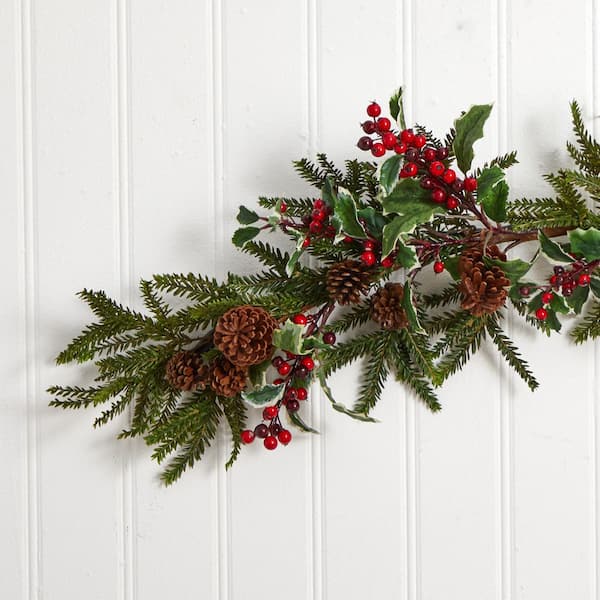 Christmas Garland, Happiwiz Red Berry Garland 5.74 FT Flexible Artificial  Christmas Holly Berry Vine, Winter Berry Garland for Mantle Xmas Tree  Window