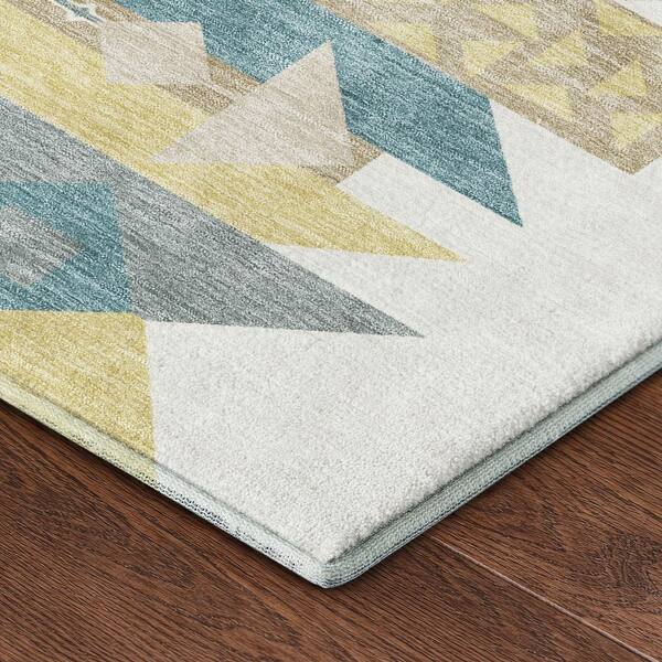 Mayfield Premium Machine Washable Abstract AMF2499 Ivory 9 ft. x 12 ft. Area Rug