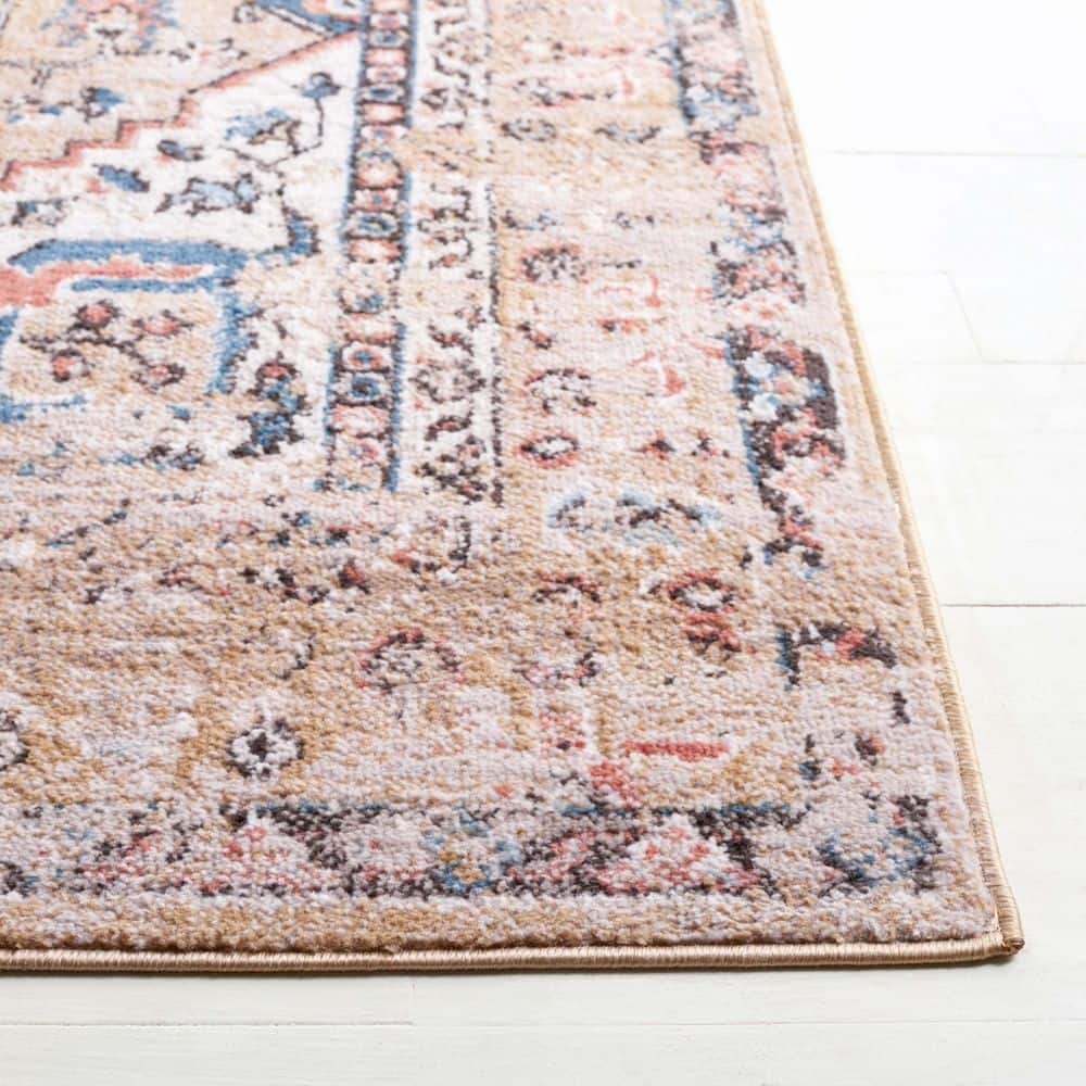 Gold and Beige Hand-Knotted Synthetic 4' x 6' Area Rug