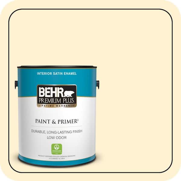 BEHR PREMIUM PLUS 1 gal. #ICC-30 Cashmere Sweater Satin Enamel Low Odor Interior Paint & Primer