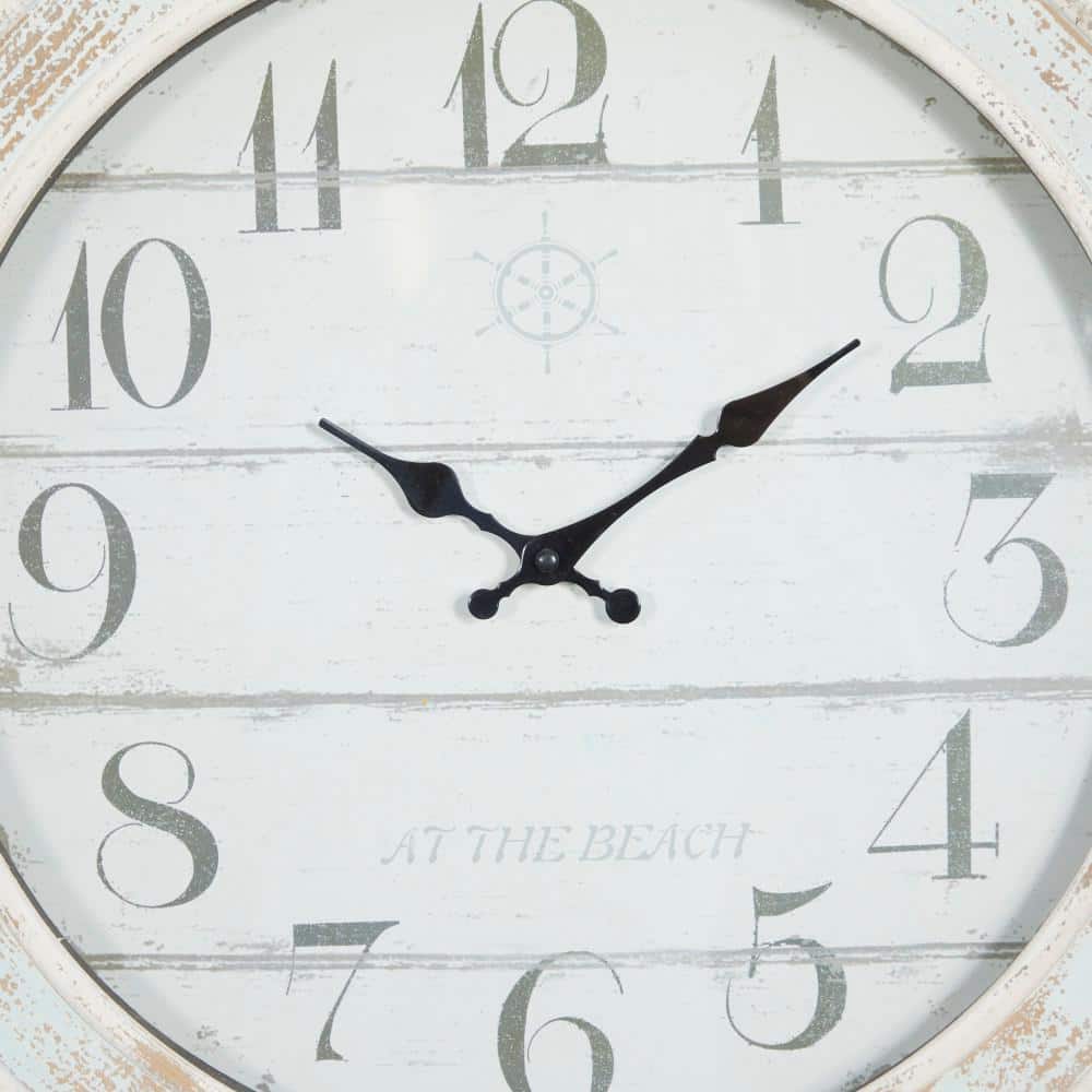 Blue and White Ship Wheel Nautical Wall Clock, 28"