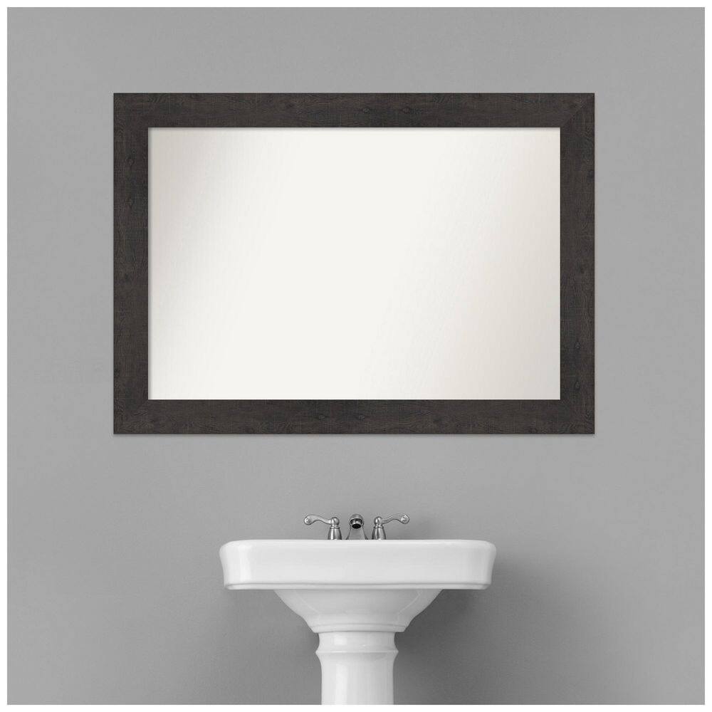 42" x 30" Rustic Espresso Wood Bathroom Vanity Mirror