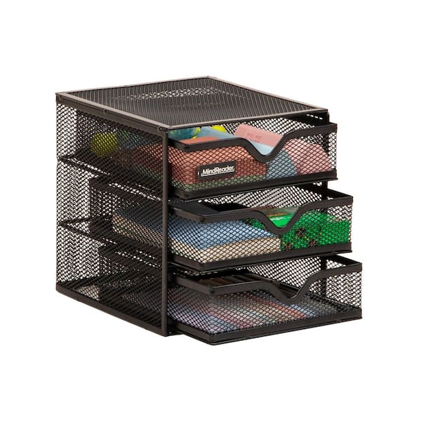 6.25 in. L x 6.5 in. W x 6.5 in. H Desktop Accessory Storage Organizer Metal, Black